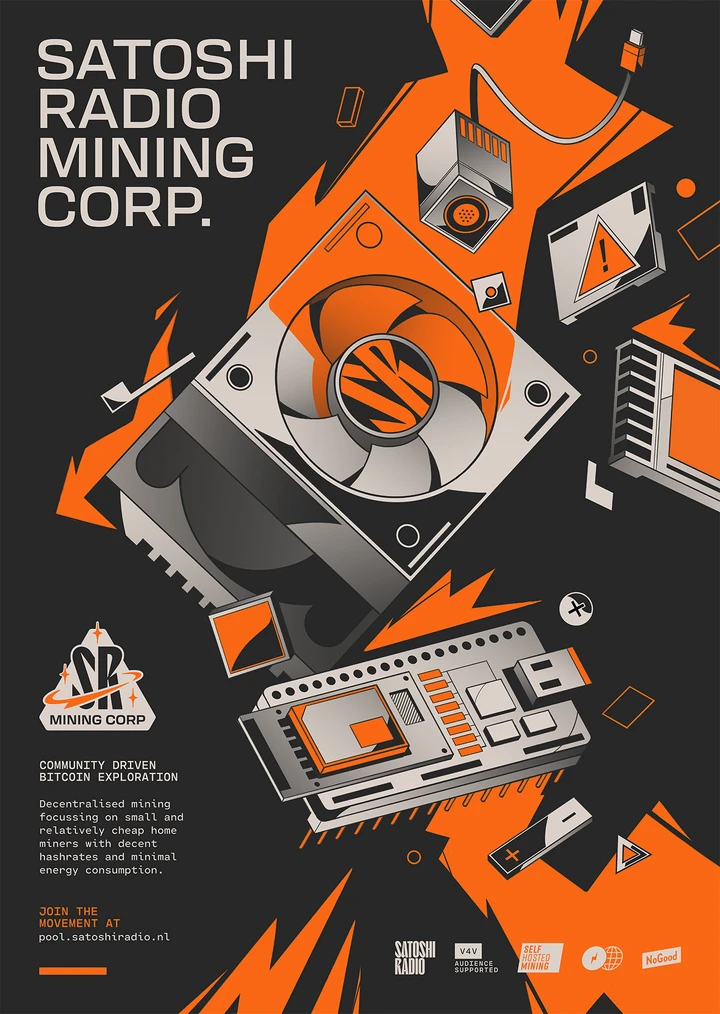 Satoshi Radio Mining Corp. poster illustration