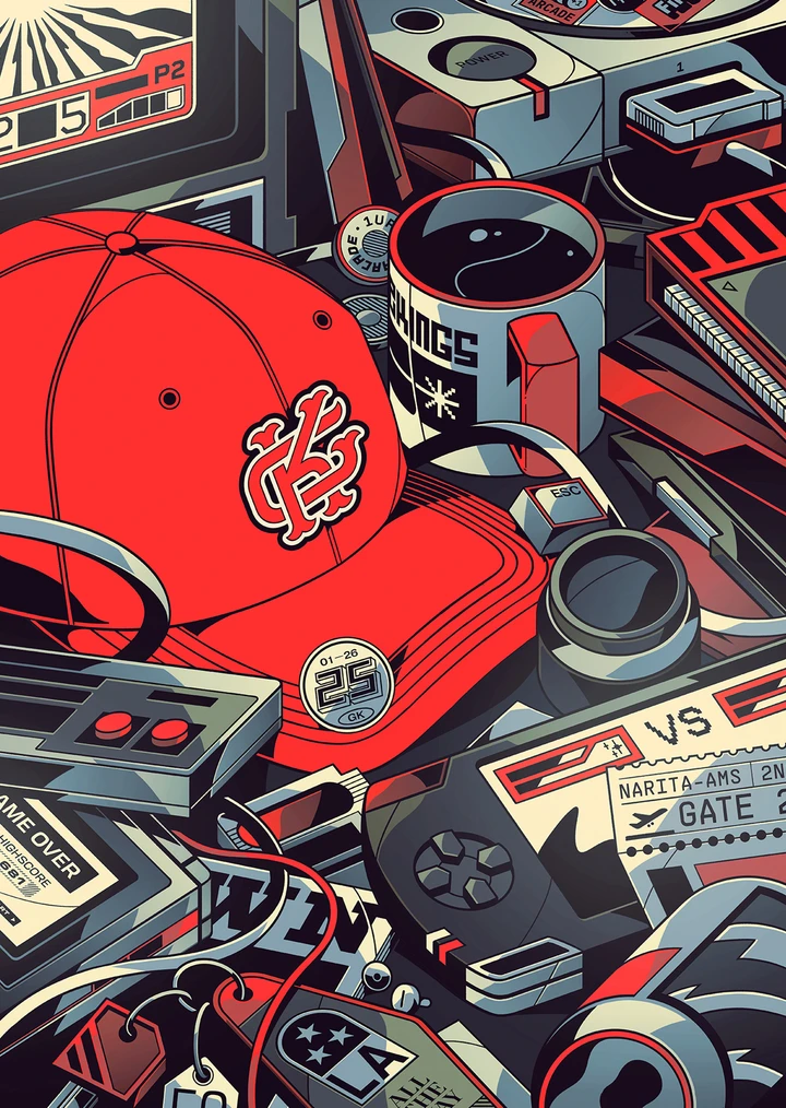 Gamekings 25th anniversary poster illustration